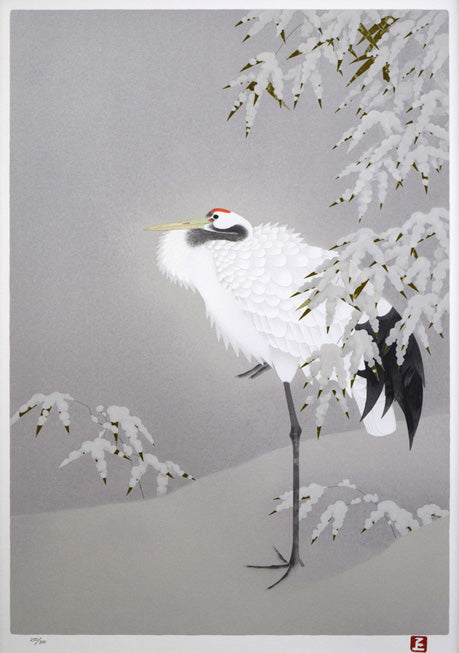 上村松篁「丹頂」シルクスクリーン版画 作品全体画像