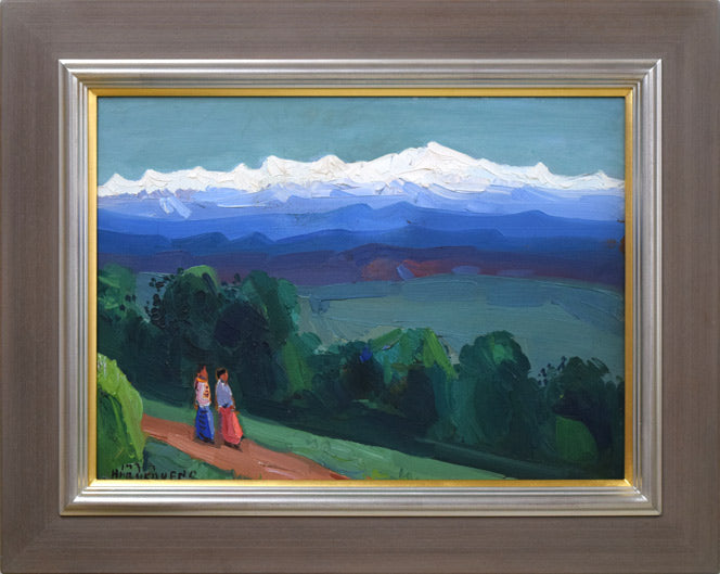 上野春香「ヒマラヤを望む」油絵・P8号