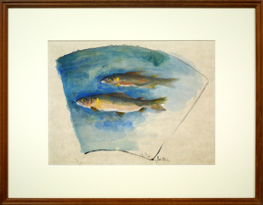 上野山清貢「鮎」墨彩画