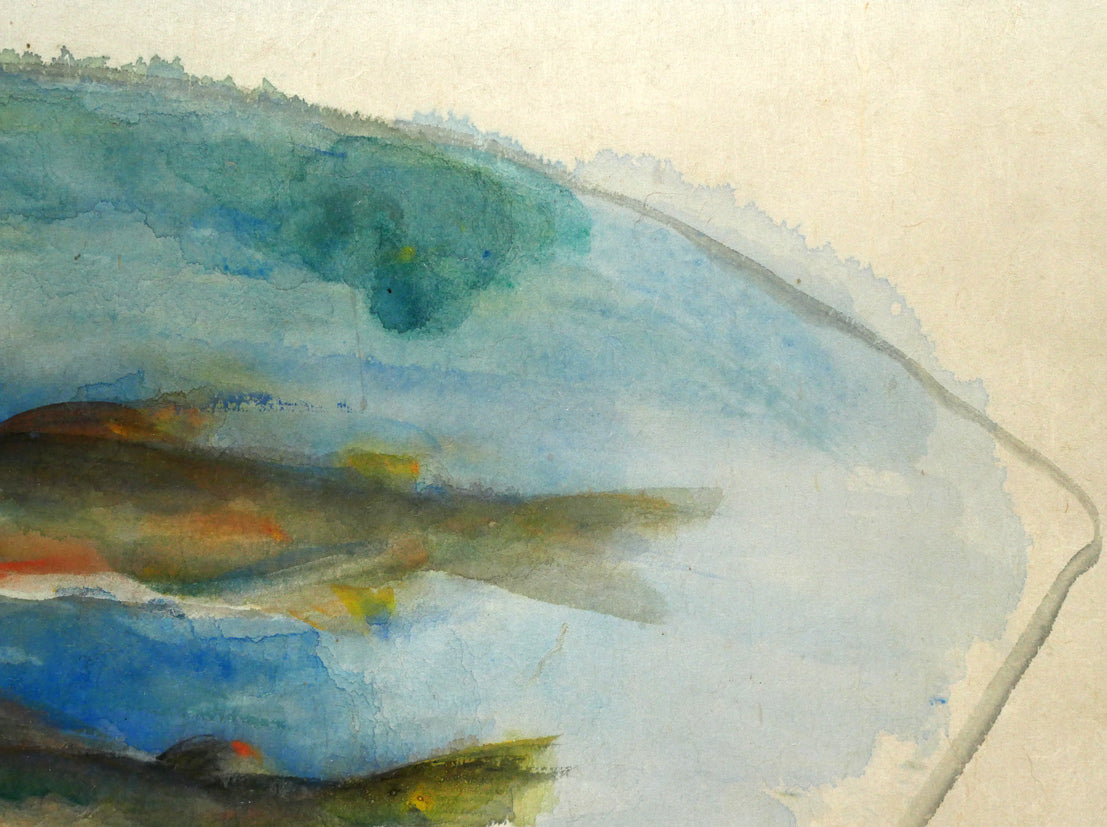 上野山清貢「鮎」墨彩画 拡大画像2