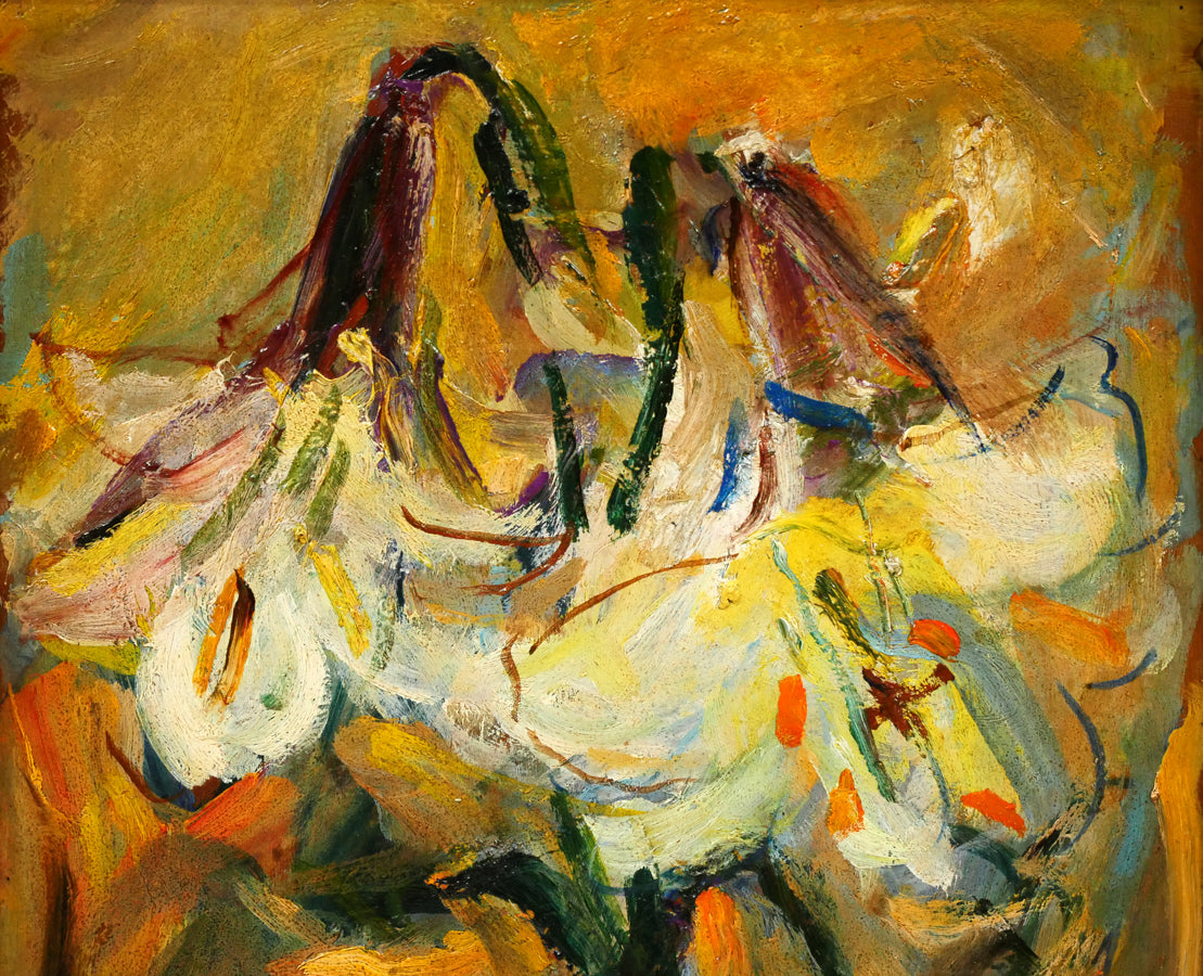 上野山清貢「百合」油絵・F4号 拡大画像1