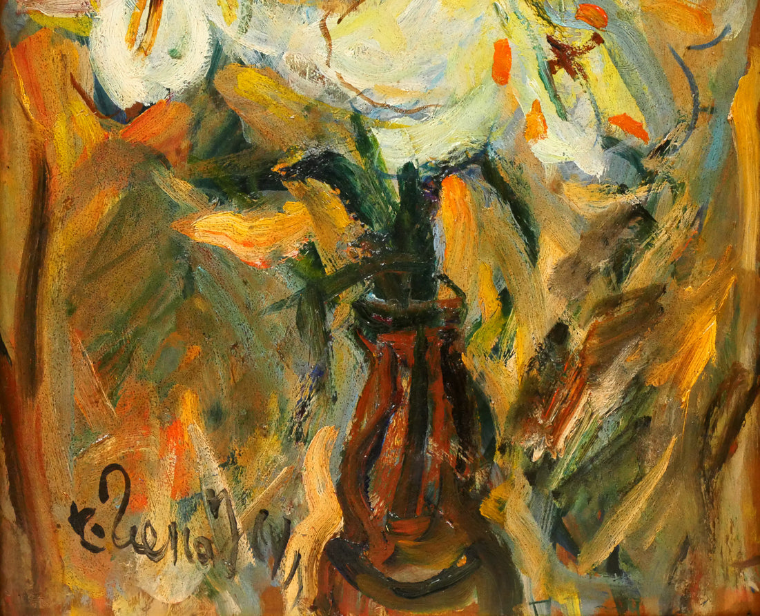 上野山清貢「百合」油絵・F4号 拡大画像2