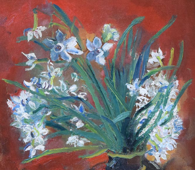 上野山清貢「花」油絵・F6号 拡大画像1