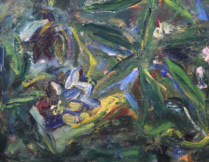 上野山清貢「アリユシヤンへの追憶 霧に咲く花」油絵・F4号 拡大画像4