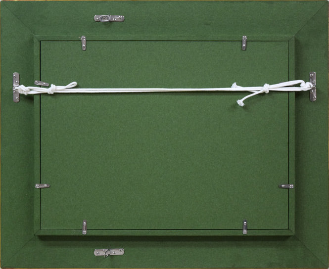 上野山清貢「アリユシヤンへの追憶 霧に咲く花」油絵・F4号 額縁裏側画像