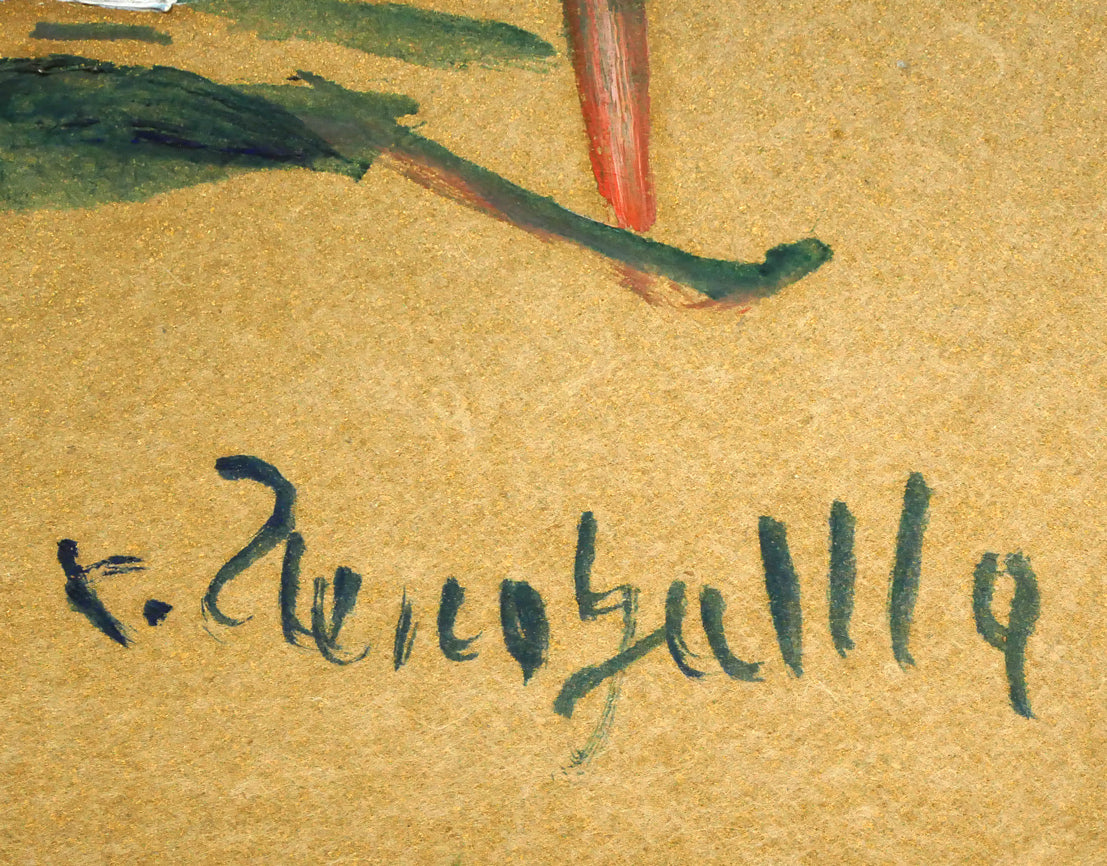 上野山清貢「ヤマメ(山女魚)」油絵・色紙 サイン拡大画像