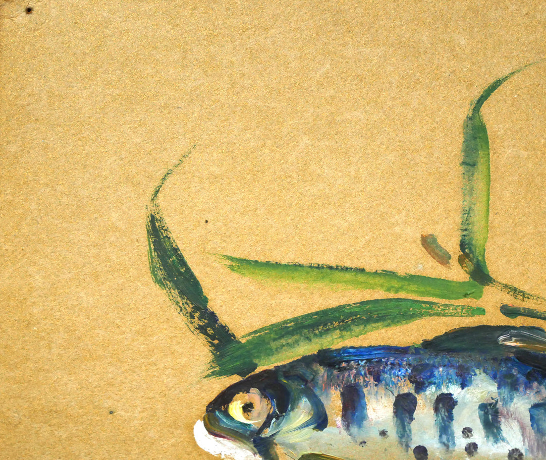 上野山清貢「ヤマメ(山女魚)」油絵・色紙 拡大画像1