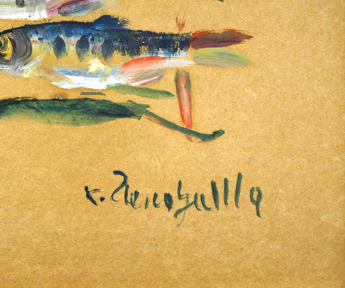 上野山清貢「ヤマメ(山女魚)」油絵・色紙 拡大画像3