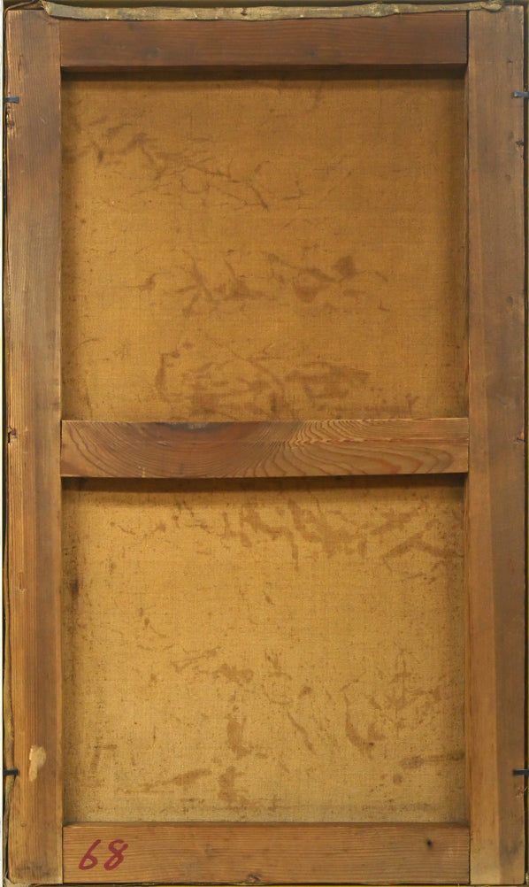 上野山清貢「山百合(ヤマユリ)の図」油絵・変形12号 キャンバス裏側画像