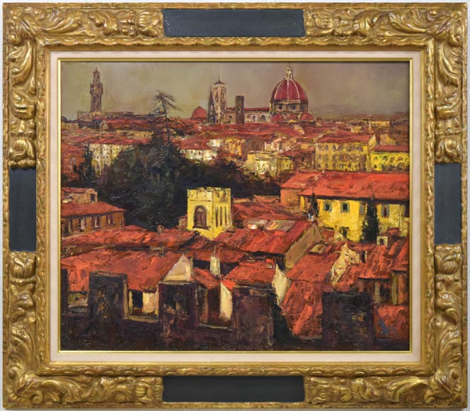 浮田克躬「フィレンツェのあかい屋根(イタリア)」油絵・F20号