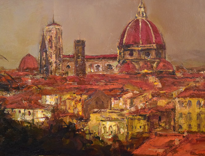 浮田克躬「フィレンツェのあかい屋根(イタリア)」油絵・F20号 拡大画像2