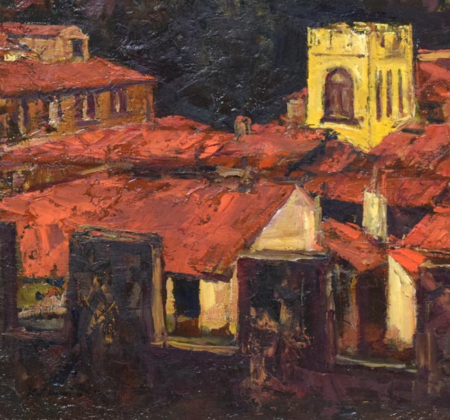 浮田克躬「フィレンツェのあかい屋根(イタリア)」油絵・F20号 拡大画像4