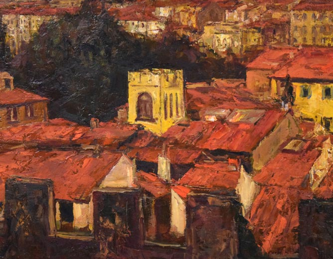 浮田克躬「フィレンツェのあかい屋根(イタリア)」油絵・F20号 拡大画像5