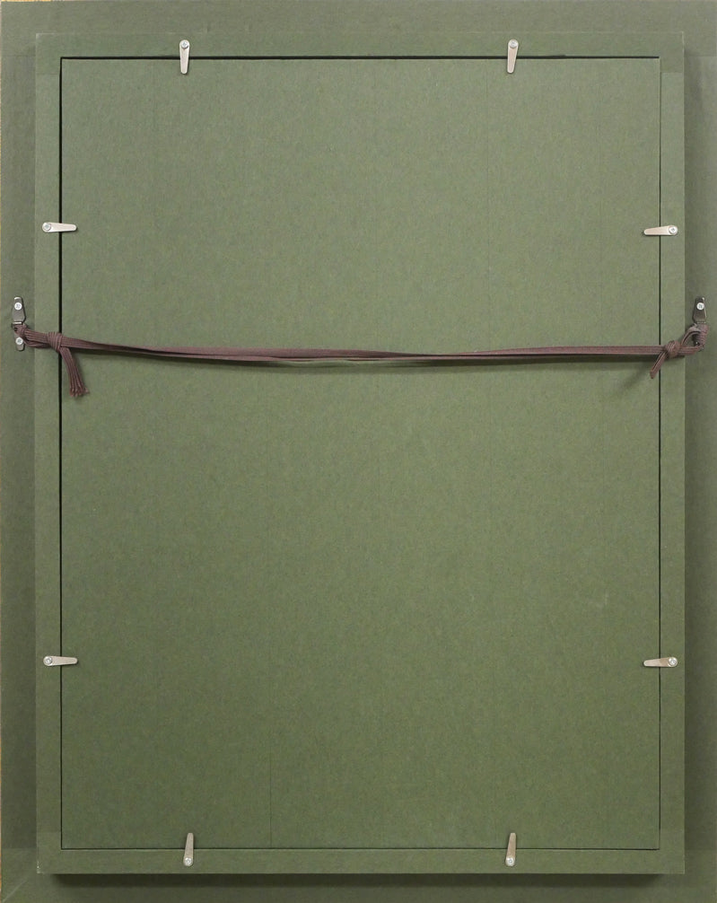 碓井正人「ほおづえをつく女」油絵・P8号 額縁裏側画像