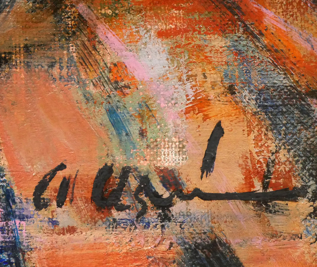 碓井正人「ほおづえをつく女」油絵・P8号 サイン拡大画像