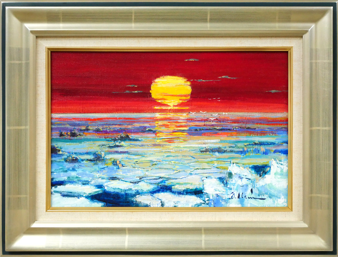 碓井正人「流氷の海」油絵・P6号