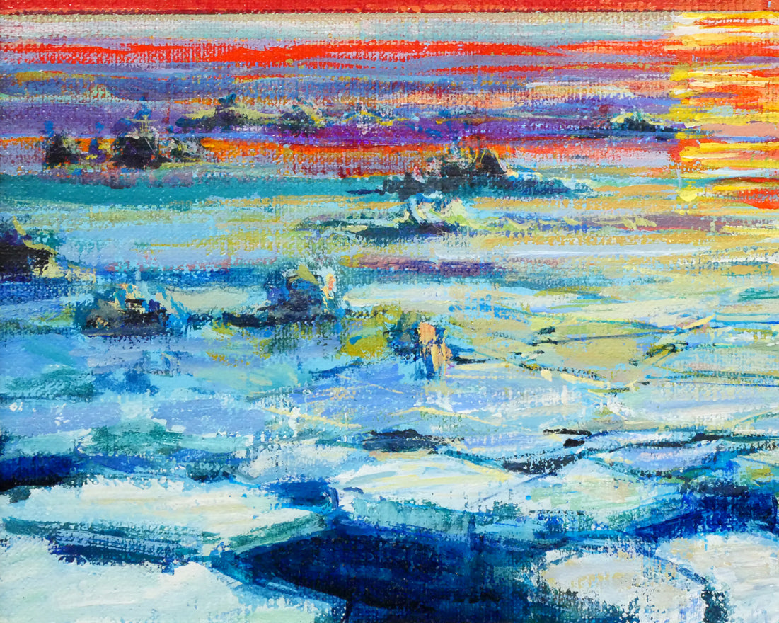 碓井正人「流氷の海」油絵・P6号 拡大画像5