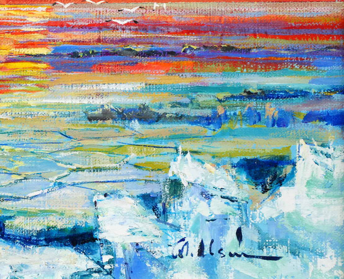 碓井正人「流氷の海」油絵・P6号 拡大画像6