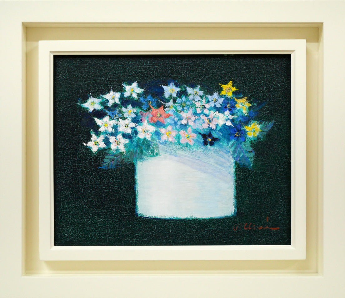 碓井正人「さくらそう」油絵・F3号