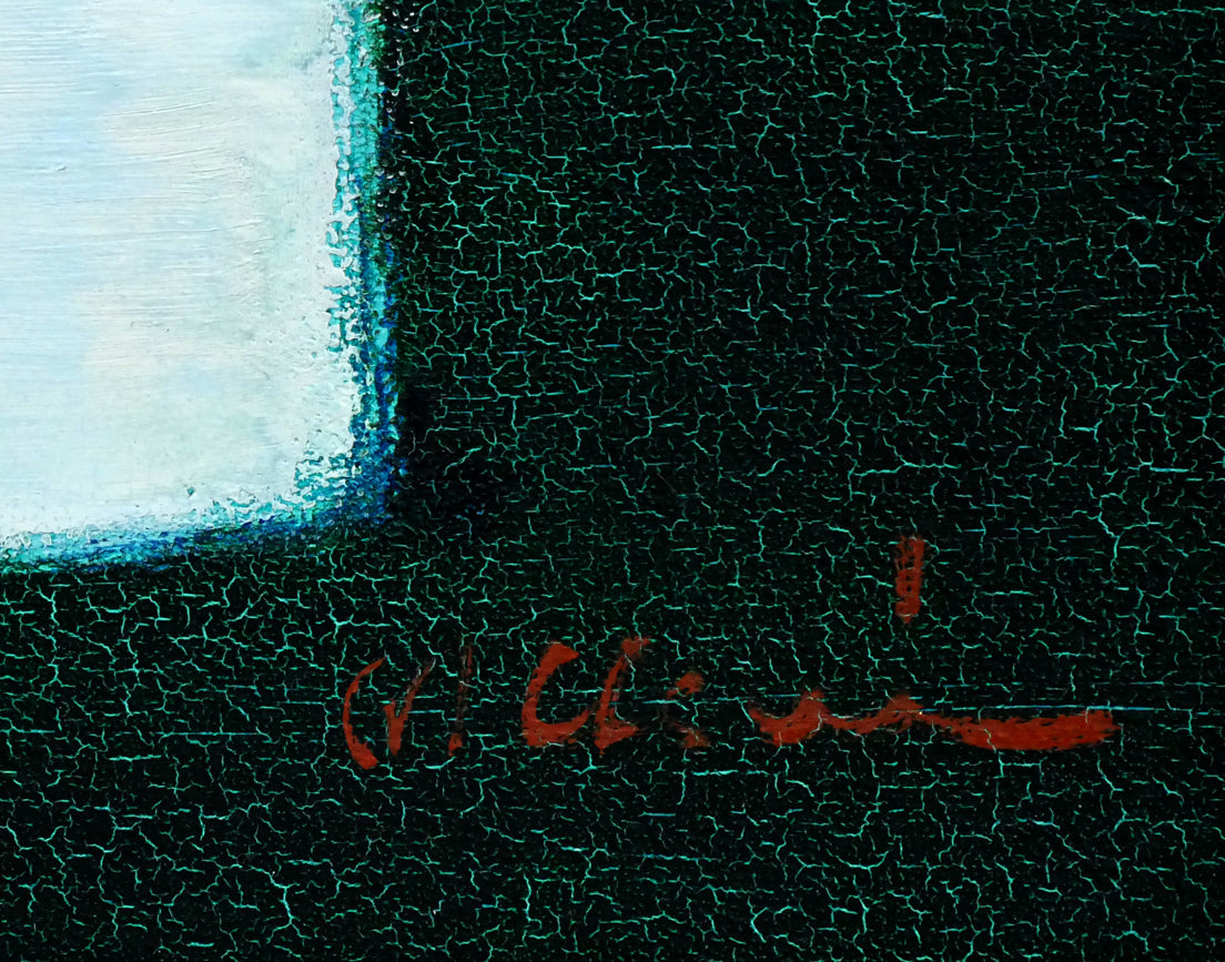 碓井正人「さくらそう」油絵・F3号 サイン拡大画像