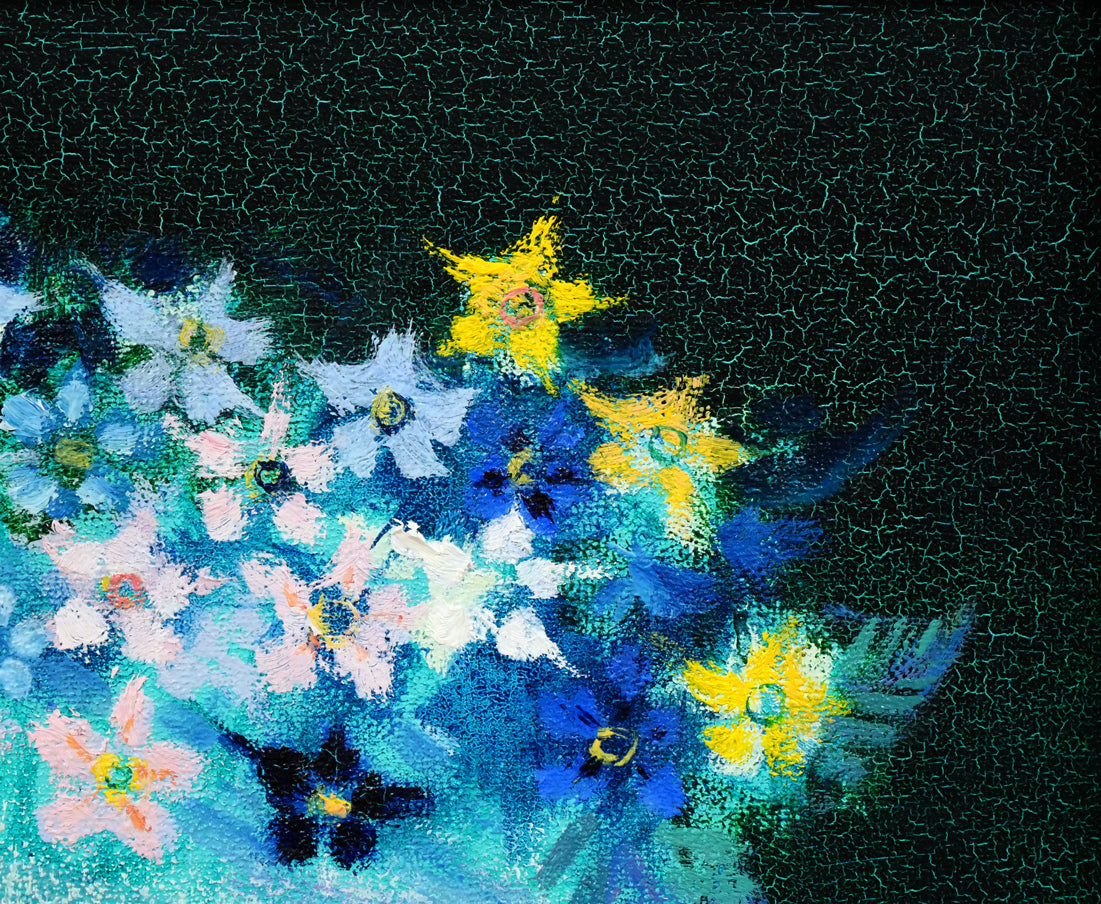 碓井正人「さくらそう」油絵・F3号 拡大画像3