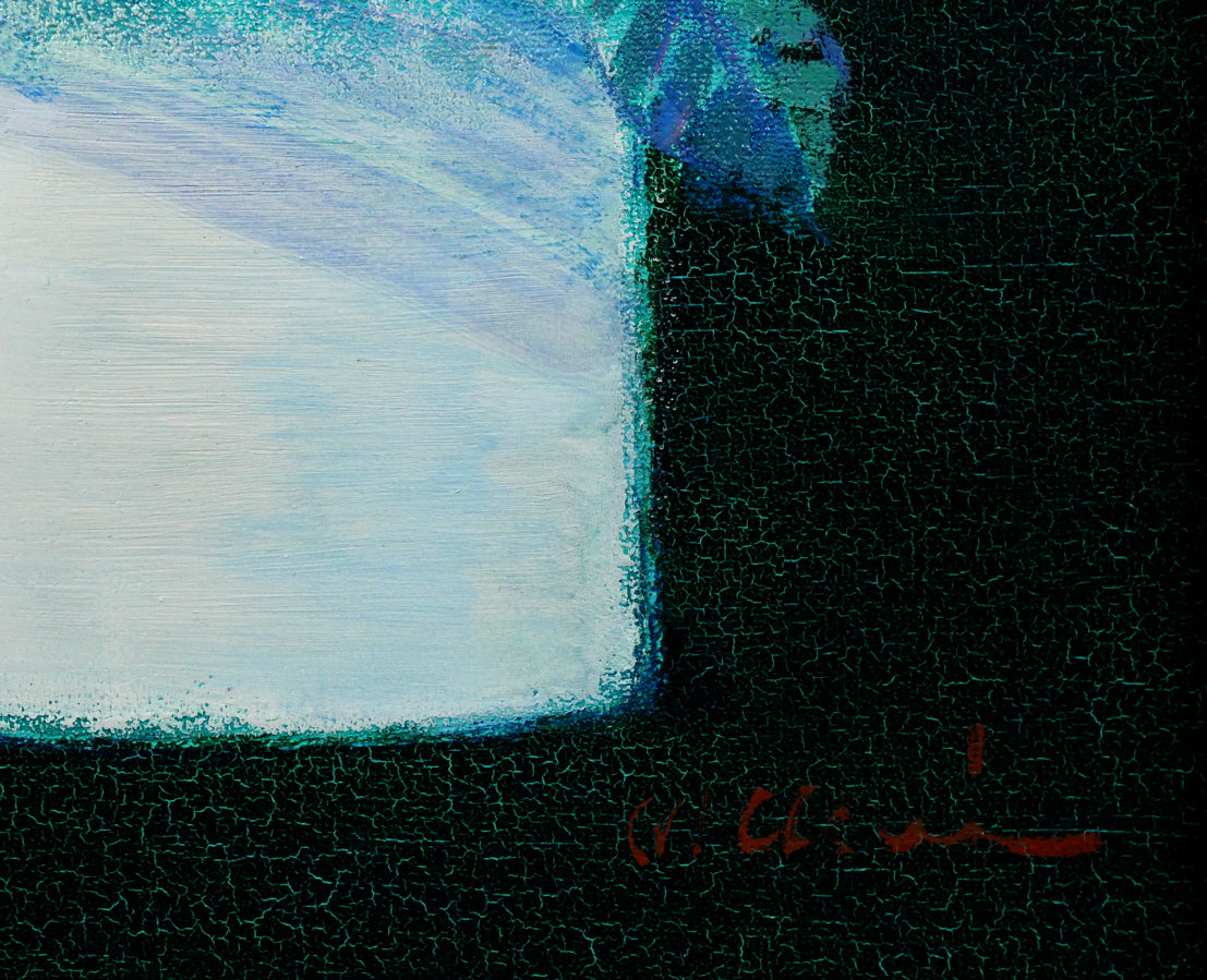 碓井正人「さくらそう」油絵・F3号 拡大画像6