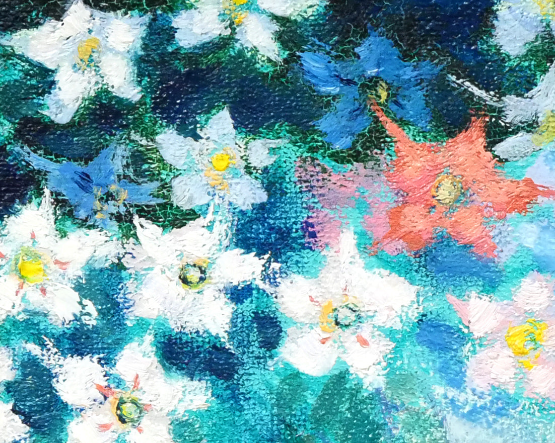 碓井正人「さくらそう」油絵・F3号 拡大画像2