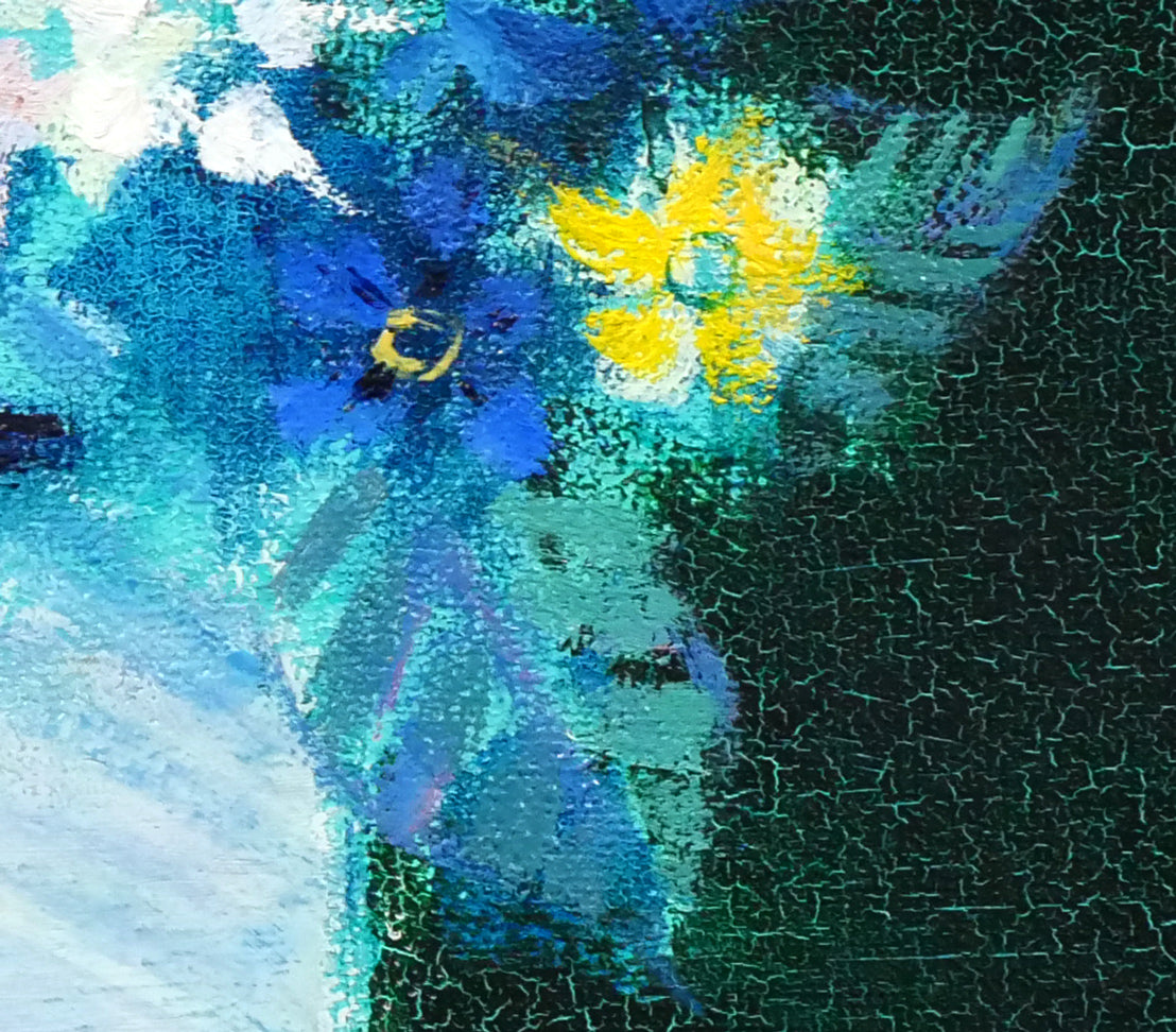 碓井正人「さくらそう」油絵・F3号 拡大画像4