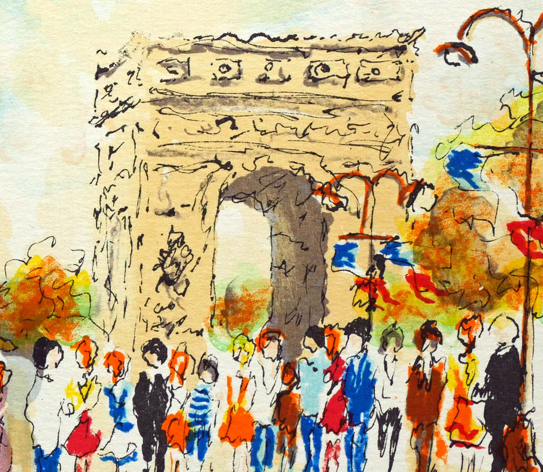 ウルバン・ウシェ(Urbain Huchet)「凱旋門(パリ)」リトグラフ 拡大画像5