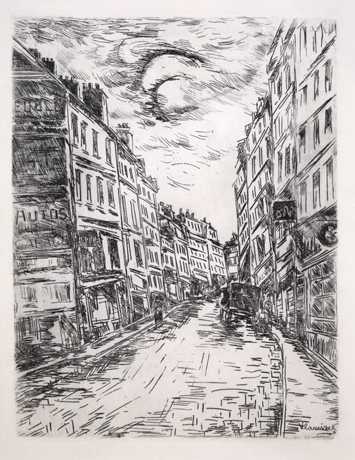 ヴラマンク「グラシェール通り（フランス）」銅版画　作品全体拡大画像