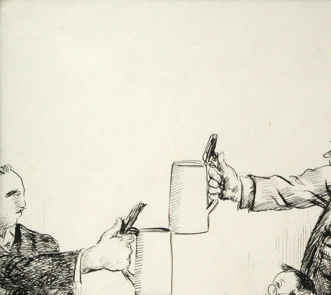 和田三造「その後に来るべきもの(朝日新聞社刊・挿絵カット原画)」ペン画 拡大画像1