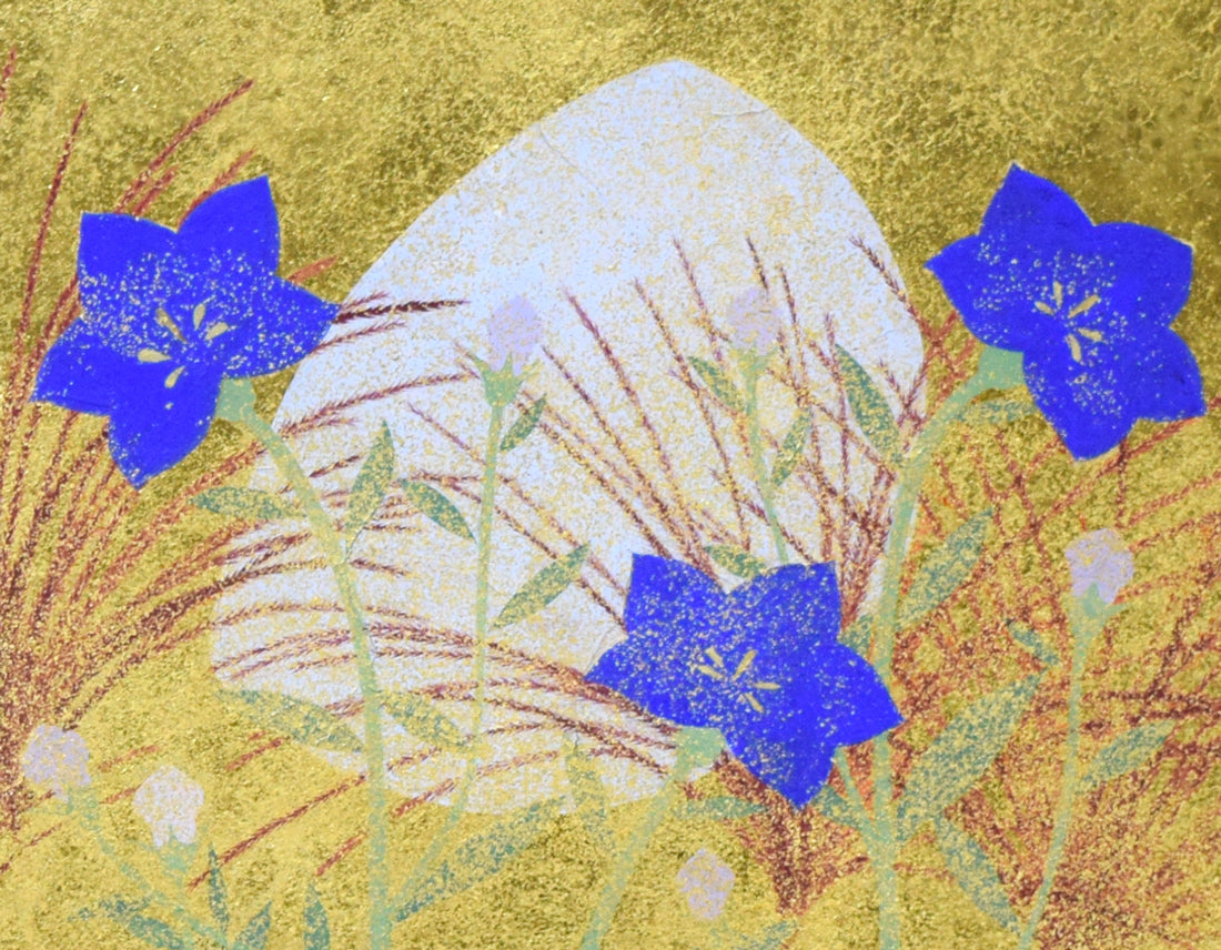 渡辺章雄「秋草」日本画・S4号 拡大画像1