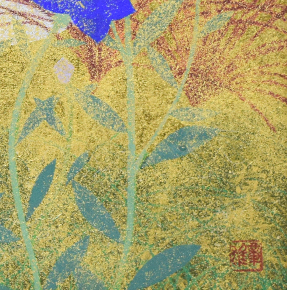 渡辺章雄「秋草」日本画・S4号 拡大画像3