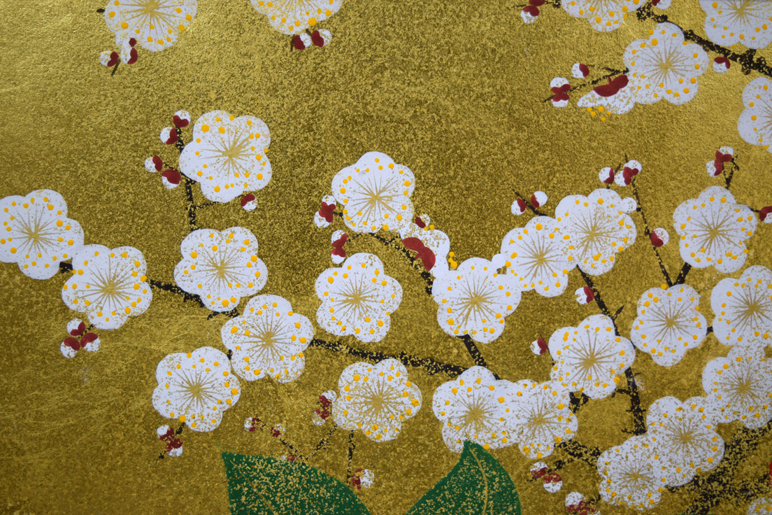 渡辺章雄「梅椿」日本画・F6号 拡大画像1