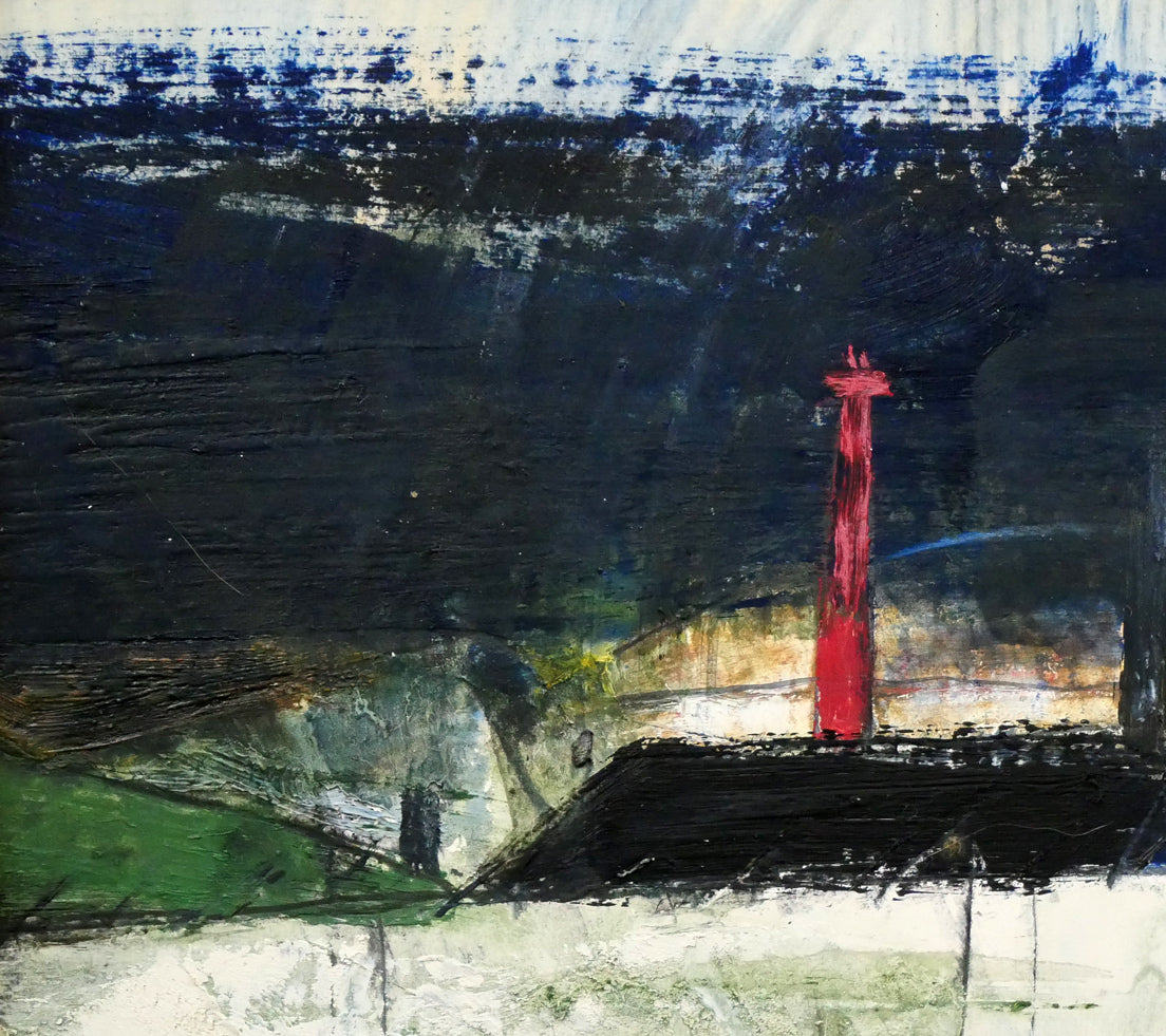 渡辺貞一「或る風景」油絵・色紙 拡大画像1