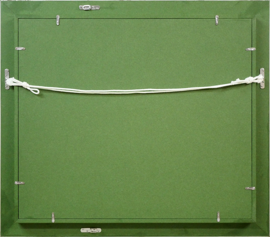 渡辺芳文「花と風景」油絵・F8号 額縁裏側画像