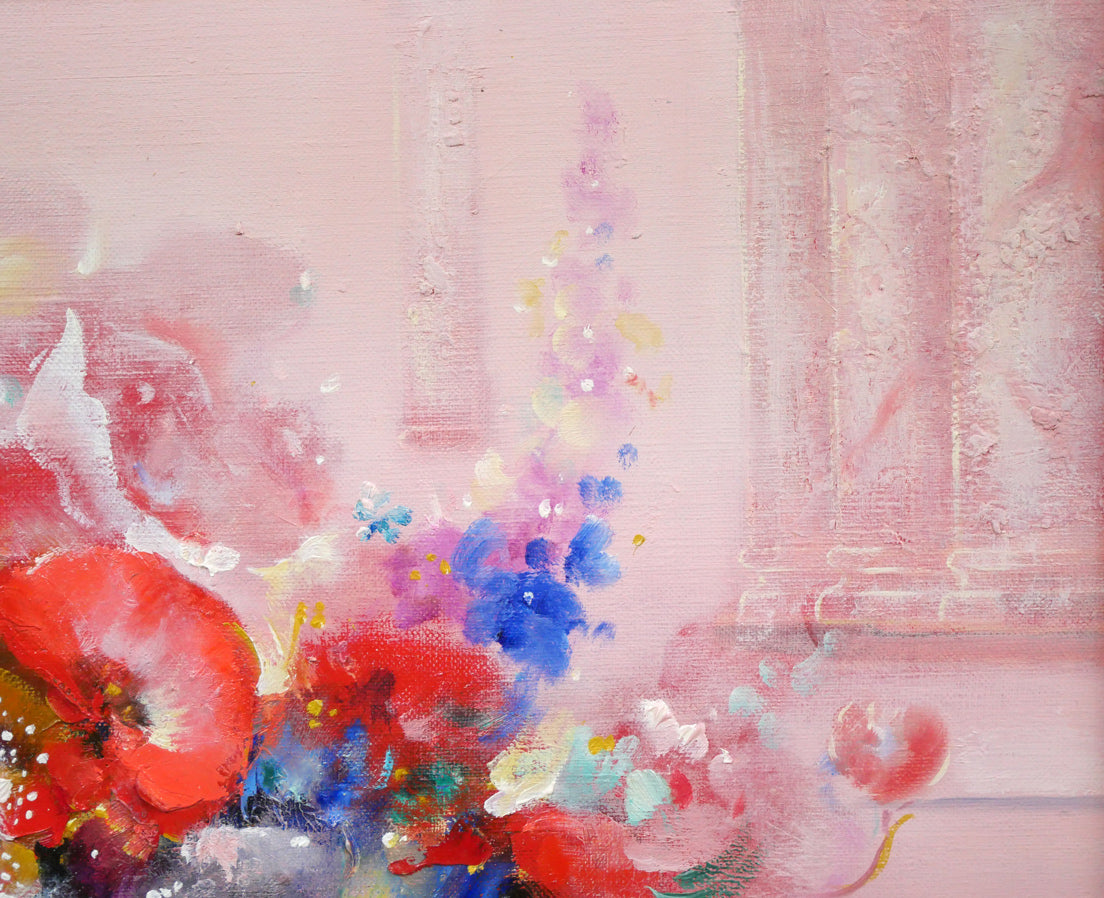 渡辺芳文「花と風景」油絵・F8号 拡大画像2