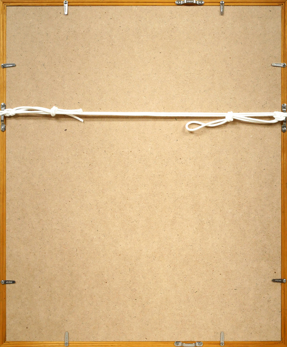 渡辺眞利(渡邊)「島育ち」油絵(28×25cm) 額縁裏側画像