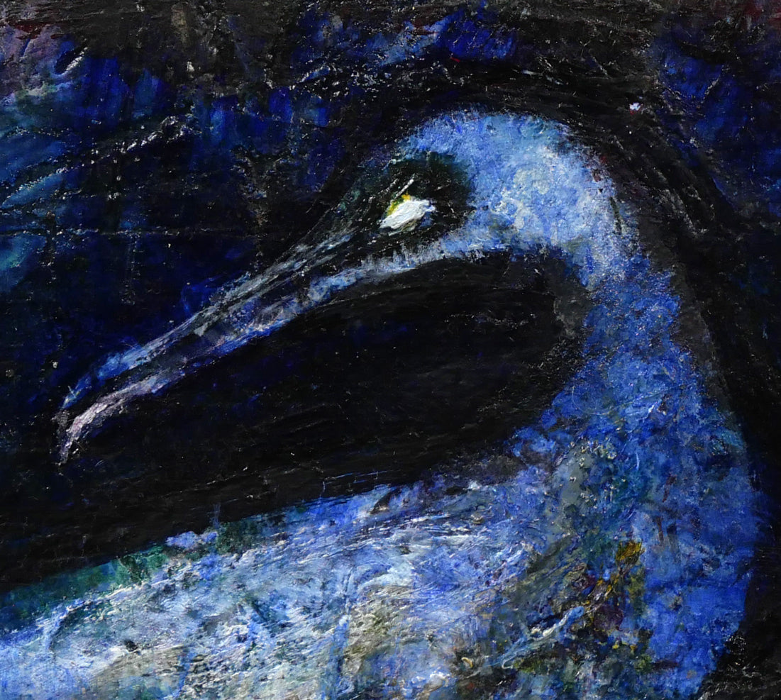 渡辺貞一「鳥」油絵・SM 拡大画像2