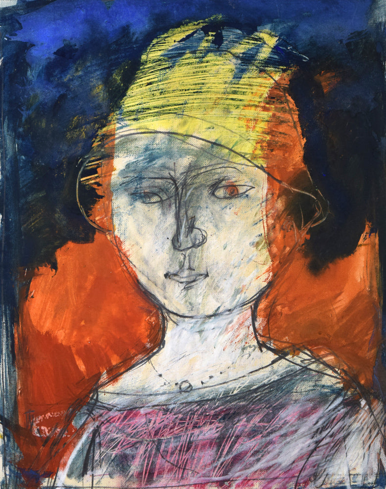 渡辺貞一「少年」グワッシュ 作品全体拡大画像