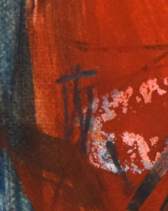 渡辺貞一「少年」グワッシュ サイン拡大画像