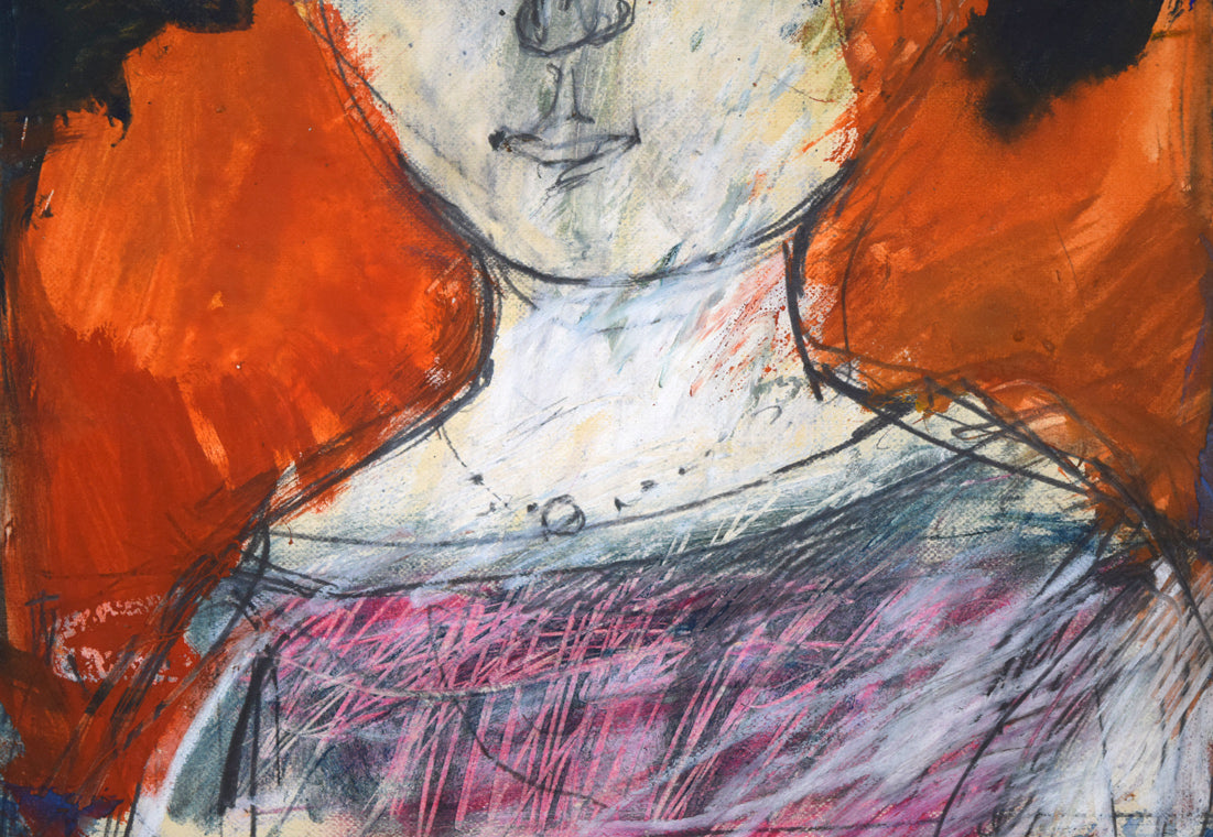 渡辺貞一「少年」グワッシュ 拡大画像2