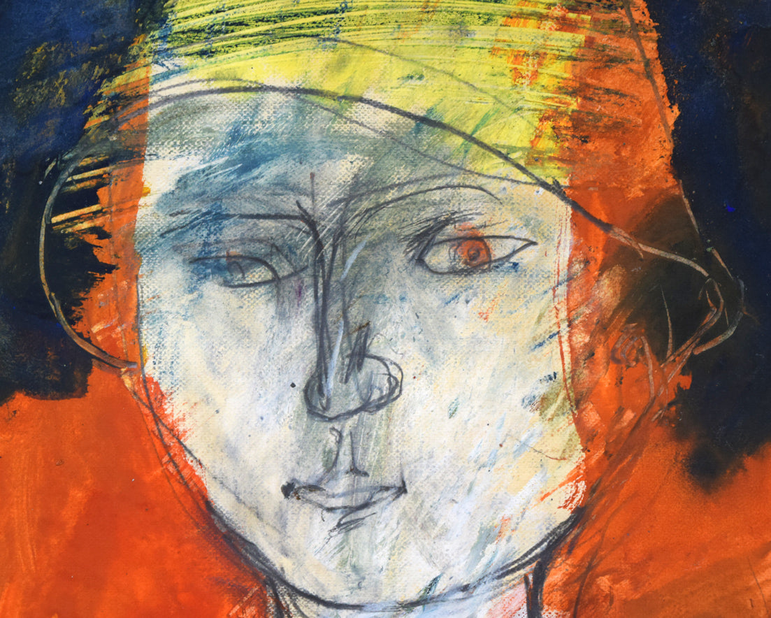 渡辺貞一「少年」グワッシュ 拡大画像3