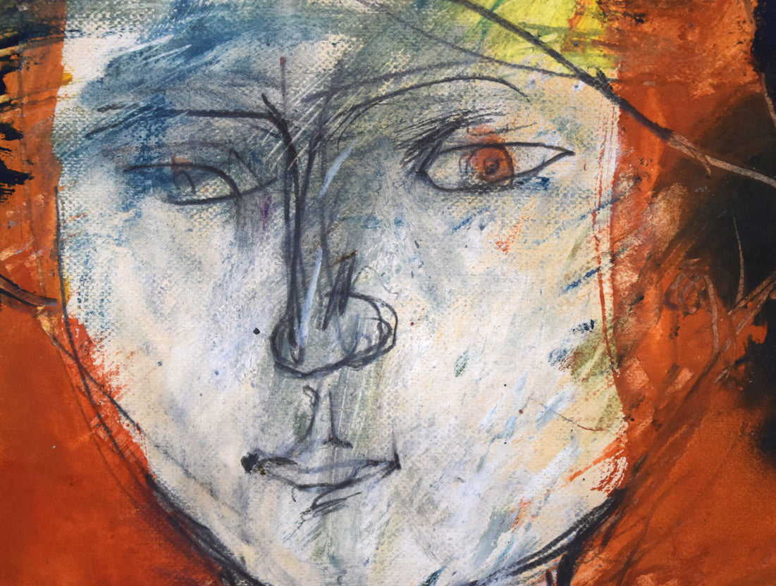 渡辺貞一「少年」グワッシュ 拡大画像4