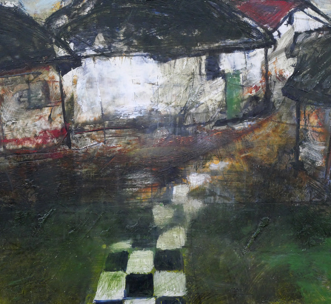 渡辺貞一「長沙郊外(中国)」油絵・変形4号 拡大画像4