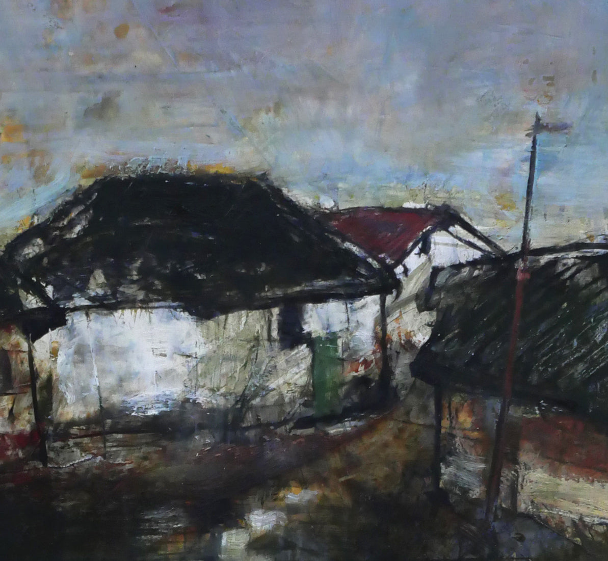 渡辺貞一「長沙郊外(中国)」油絵・変形4号 拡大画像3