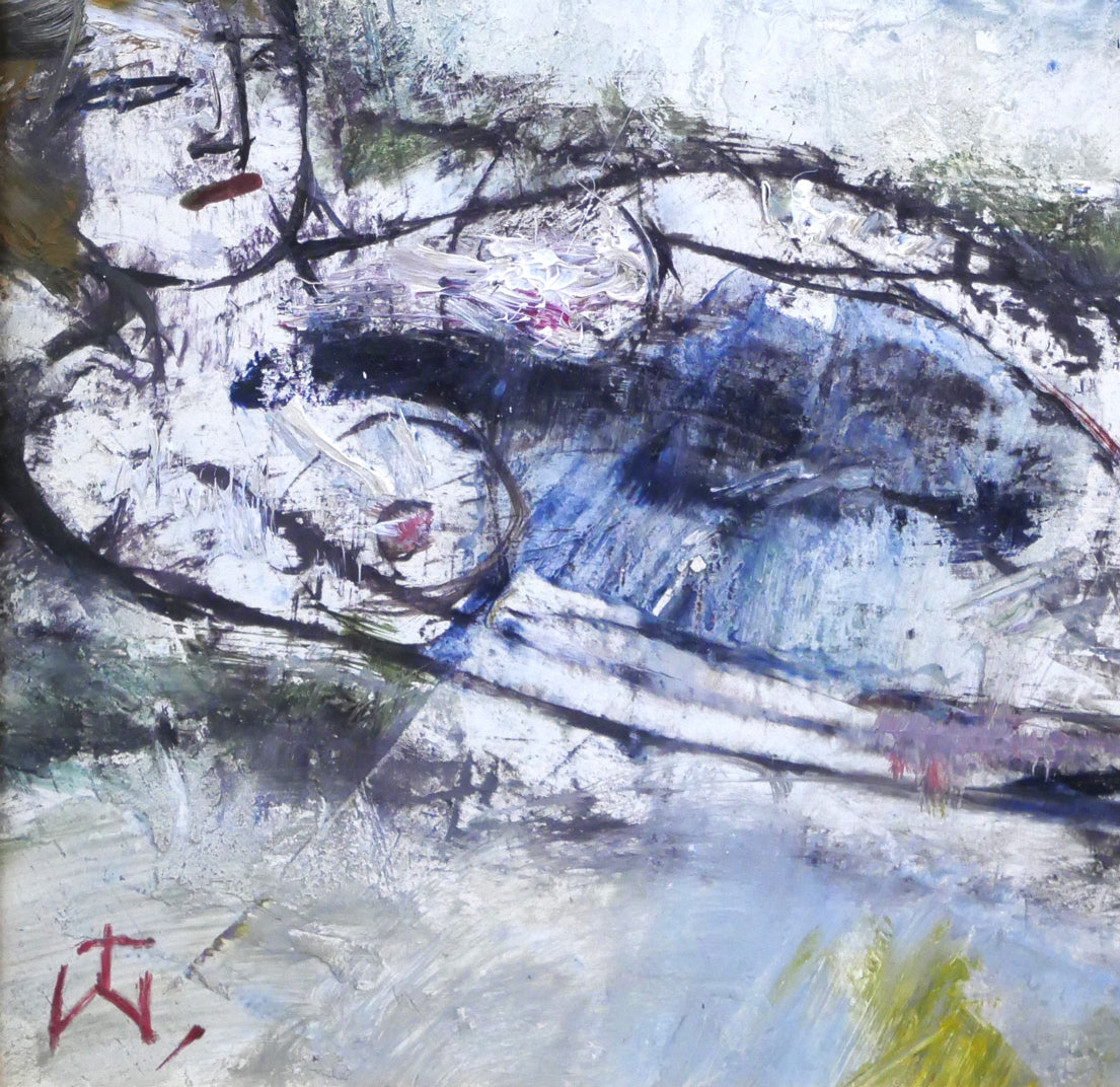 渡辺貞一「海辺の裸婦」油絵・F3号 拡大画像3