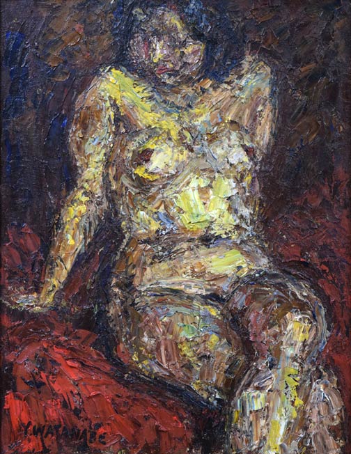 渡辺祐一郎「裸婦」油絵・F6号 作品全体画像