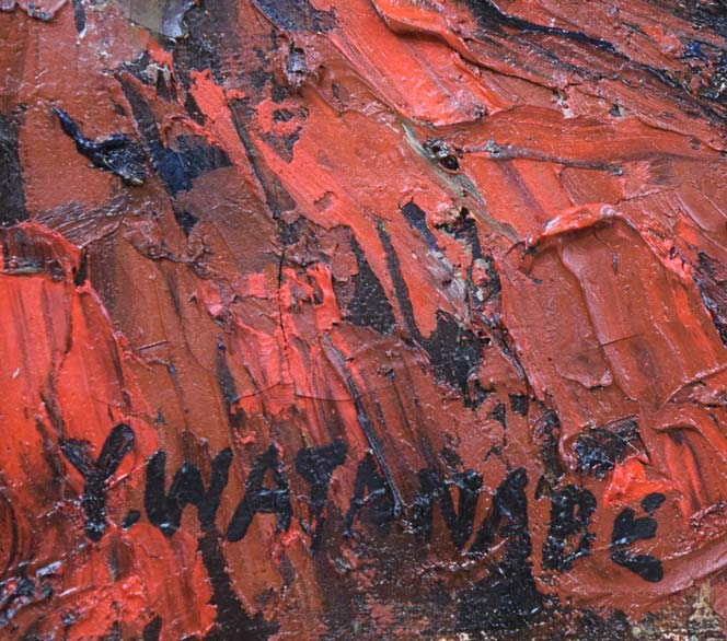 渡辺祐一郎「裸婦」油絵・F6号 サイン拡大画像