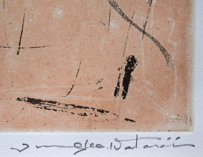 渡会純价「ヴァイオリン(B)」銅版画 本人直筆鉛筆サイン拡大画像